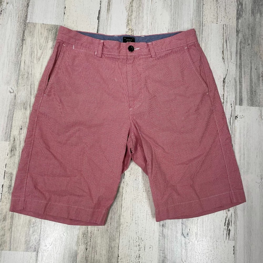 J Crew Club Shorts 32 x 11 Red Check Cotton
